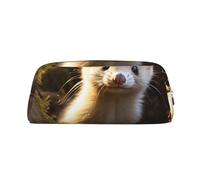 GDSHJKLW Grazioso astuccio in pelle di donnola grande capacità, astuccio per penne, borsa per trucco con cerniera, per donne e uomini, borsa da toilette da viaggio impermeabile, borsa per cosmetici