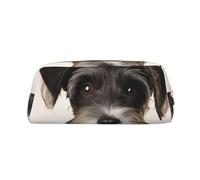 GDSHJKLW Grazioso astuccio in pelle Schnauzer, astuccio per penne di grande capacità, borsa per il trucco con cerniera, per donne e uomini, borsa da toeletta da viaggio impermeabile, borsa per