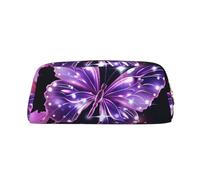 GDSHJKLW Grazioso astuccio in pelle viola con farfalla grande capacità, astuccio per penne con cerniera, borsa per trucco per donne e uomini, borsa da toeletta da viaggio impermeabile, borsa per