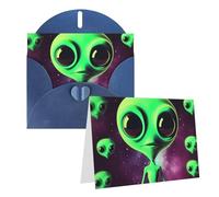 GDSHJKLW Green Alien1 Biglietto di auguri vuoto con buste, 10,2 x 15,2 cm, biglietti di ringraziamento, biglietti per tutte le occasioni, blu, per Natale, vacanze, compleanno, laurea, anniversari