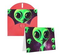 GDSHJKLW Green Alien1 Biglietto di auguri vuoto con buste, 10,2 x 15,2 cm, biglietti di ringraziamento, biglietti per tutte le occasioni, per Natale, vacanze, compleanno, laurea, anniversari