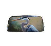 GDSHJKLW Heron, astuccio in pelle di grande capacità, astuccio per penne, borsa per il trucco con cerniera, per donne e uomini, trousse da viaggio per cosmetici, borsa per cosmetici impermeabile