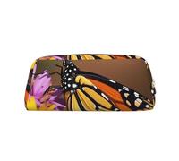 GDSHJKLW Monarch, astuccio in pelle con farfalla e grande capacità, astuccio per penne, borsa per il trucco con cerniera, per donne e uomini, borsa da toeletta da viaggio impermeabile, borsa per