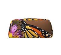 GDSHJKLW Monarch, astuccio in pelle con farfalla e grande capacità, astuccio per penne, borsa per il trucco con cerniera, per donne e uomini, borsa da toeletta da viaggio impermeabile, borsa per