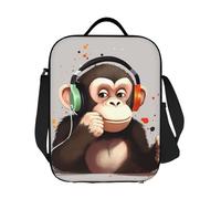 GDSHJKLW Music Monkey - Borsa termica per il pranzo, riutilizzabile, a prova di perdite, con tracolla regolabile, per ufficio, lavoro, viaggi, picnic, campeggio