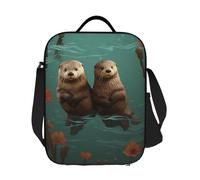 GDSHJKLW Otters In Love - Borsa termica per il pranzo, riutilizzabile, a prova di perdite, con tracolla regolabile, per ufficio, lavoro, viaggi, picnic, campeggio