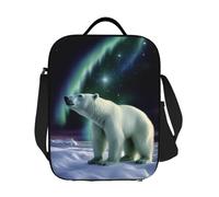 GDSHJKLW Polar Bears Northern Lights - Borsa termica per il pranzo, riutilizzabile, a prova di perdite, con tracolla regolabile, per ufficio, lavoro, viaggi, picnic, campeggio