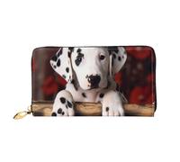 GDSHJKLW Portafogli da donna con cucciolo dalmata in pelle con cerniera intorno alla pochette portamonete impermeabile porta carte di credito con supporto per telefono portamonete da viaggio da donna