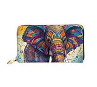 GDSHJKLW Portafogli da donna con elefante colorato in pelle con cerniera intorno alla pochette porta carte di credito impermeabile con porta telefono portamonete da viaggio da donna