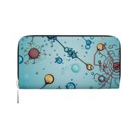 GDSHJKLW Portafoglio da donna astrazione, biologia, chimica, portafoglio con cerniera intorno, in pelle PU, pochette per telefono, organizer per carte di credito, per donne, nero, taglia unica, Nero ,