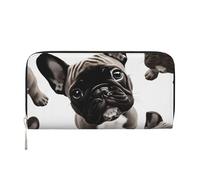 GDSHJKLW Portafoglio da donna Bulldog2 francese con zip intorno, portafoglio in pelle PU per telefono pochette porta carte organizer per donne signore, nero, taglia unica, Nero , Taglia unica