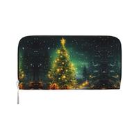 GDSHJKLW Portafoglio da donna con alberi di Natale con cerniera intorno al portafoglio in pelle PU per telefono pochette porta carte organizer per donne signore, nero, taglia unica, Nero , Taglia