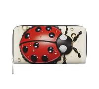 GDSHJKLW Portafoglio da donna con bella coccinella con cerniera intorno al portafoglio in pelle PU per telefono pochette porta carte organizer per donne signore, nero, taglia unica, Nero , Taglia