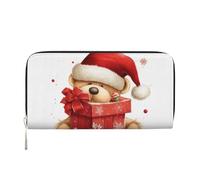GDSHJKLW Portafoglio da donna con cappello di Babbo Natale e scritta Merry Christmas, con cerniera intorno, portafoglio in pelle PU, pochette per telefono, organizer per carte di credito, organizer