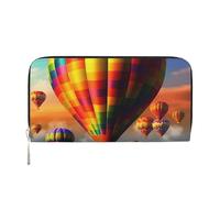 GDSHJKLW Portafoglio da donna con mongolfiere con cerniera intorno al portafoglio in pelle PU per telefono pochette porta carte organizer per donne signore, nero, taglia unica, Nero , Taglia unica