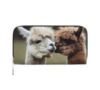 GDSHJKLW Portafoglio da donna divertente in alpaca con cerniera intorno al portafoglio in pelle PU per telefono pochette porta carte organizer per donne signore, nero, taglia unica, Nero , Taglia