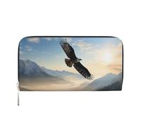 GDSHJKLW Portafoglio da donna Eagle Mountains con cerniera intorno al portafoglio in pelle PU per telefono pochette porta carte organizer per donne signore, nero, taglia unica, Nero , Taglia unica