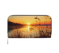 GDSHJKLW Portafoglio da donna Reeds By The River con cerniera intorno, portafoglio in pelle PU per telefono, pochette porta carte, organizer per donne, nero, taglia unica, Nero , Taglia unica