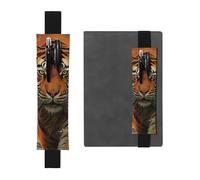 GDSHJKLW Portapenne con fascia elastica con tigre che sorge il sole nascente, in pelle sintetica in poliuretano, astuccio per riviste, riviste, agende, agende, forniture per ufficio, regalo per diari
