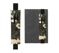 GDSHJKLW Portapenne con fascia elastica mimetica militare, staccabile, in pelle PU, portapenne, portapenne, forniture per ufficio, regalo per diari, quaderni, agende