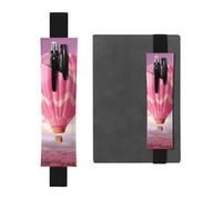 GDSHJKLW Portapenne con fascia elastica rosa con mongolfiera staccabile in pelle sintetica in poliuretano, astuccio per matite, forniture per ufficio, regalo per riviste con copertina rigida,