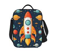GDSHJKLW Razzo Clipart Space Ship Borsa per il pranzo isolata Scatola per il pranzo riutilizzabile per le donne uomini, riutilizzabile a prova di perdite Cooler Tote Bag con tracolla regolabile per