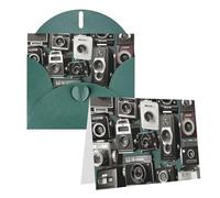 GDSHJKLW Retro Cool Camera Collection1 biglietto di auguri vuoto con buste 10,2 x 15,2 cm biglietti di ringraziamento biglietti per tutte le occasioni verde scuro per vacanze di Natale, compleanno
