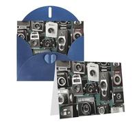 GDSHJKLW Retro Cool Camera Collection1 Biglietto di auguri vuoto con buste 10,2 x 15,2 cm, biglietti di ringraziamento biglietti per tutte le occasioni, blu per Natale, vacanze, compleanno, laurea