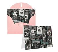 GDSHJKLW Retro Cool Camera Collection1 Biglietto di auguri vuoto con buste 10,2 x 15,2 cm biglietti di ringraziamento biglietti per tutte le occasioni rosa per Natale, vacanze, compleanno, laurea