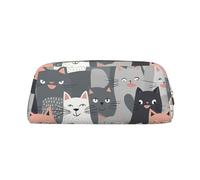 GDSHJKLW Simpatico astuccio in pelle con motivo gatti grigi, grande capacità, astuccio per penne, borsa per trucco con cerniera, per donne e uomini, borsa da toeletta da viaggio impermeabile, borsa