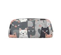 GDSHJKLW Simpatico astuccio in pelle con motivo gatti grigi, grande capacità, astuccio per penne, borsa per trucco con cerniera, per donne e uomini, borsa da toeletta da viaggio impermeabile, borsa