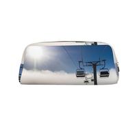 GDSHJKLW Ski Lift At Sunshine, astuccio in pelle di grande capacità, astuccio per penne, astuccio per trucchi con cerniera, per donne e uomini, trousse da viaggio impermeabile, portamonete con