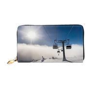 GDSHJKLW Ski Lift At Sunshine Portafogli da donna in pelle con cerniera intorno alla pochette portamonete impermeabile porta carte di credito con porta telefono portamonete da viaggio