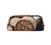 GDSHJKLW Tappo per bottiglia di vino con astuccio in pelle vintage, astuccio per penne di grande capacità, borsa per il trucco con cerniera, borsa per trucco per donne e uomini, borsa da toilette da