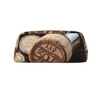 GDSHJKLW Tappo per bottiglia di vino con astuccio in pelle vintage, astuccio per penne di grande capacità, borsa per il trucco con cerniera, borsa per trucco per donne e uomini, borsa da toilette da