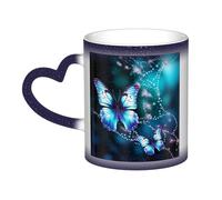 GDSHJKLW Tazza da caffè in ceramica da 325 ml, tazza che cambia colore, personalizzata, tazza da caffè, tazza da tè, bella farfalla, 1 tazza da caffè fresca per uomini e donne, regalo divertente