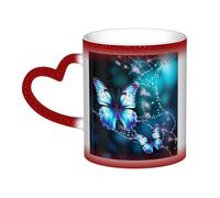 GDSHJKLW Tazza da caffè in ceramica da 325 ml, tazza che cambia colore, personalizzata, tazza da caffè, tazza da tè, bella farfalla, 1 tazza da caffè fresca per uomini e donne, regalo divertente