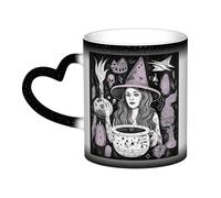 GDSHJKLW Tazza da caffè in ceramica da 325 ml, tazza che cambia colore, tazza da caffè, tazza da tè, stregoneria magica, disegno bohémien, tazze da caffè fresche per uomini e donne, regalo divertente