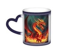 GDSHJKLW Tazza da caffè in ceramica da 325 ml Tazza da caffè Cambia Colore Personalizzata Novità Tazza da caffè Tazza da tè Dragon King In Fire Cool Tazze da caffè per uomini donne regalo divertente