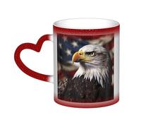 GDSHJKLW Tazza da caffè in ceramica da 325 ml Tazza da caffè Cambia Colore Personalizzata Novità Tazza da caffè Tazza da tè Calva Aquila Us Bandiera Immagini Fresco Tazze da caffè per uomini donne