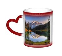 GDSHJKLW Tazza da caffè in ceramica da 325 ml Tazza da caffè Cambia Colore Personalizzata Novità Tazza da caffè Tazza da tè Montagna e Lago Immagini Cool Tazze da caffè per uomini donne regalo