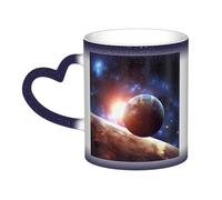 GDSHJKLW Tazza da caffè in ceramica da 325 ml Tazza da caffè Cambia Colore Personalizzata Novità Tazza da caffè Tazza da tè Pianeti Sullo Spazio Sfondo Tazze da caffè Fresco Per Uomini Donne Regalo