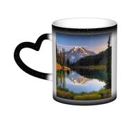 GDSHJKLW Tazza da caffè in ceramica da 325 ml Tazza da caffè Cambia Colore Personalizzata Novità Tazza da caffè Tazza da tè Montagna e Lago Immagini Cool Tazze da caffè per uomini donne regalo
