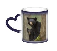 GDSHJKLW Tazza da caffè in ceramica da 325 ml Tazza da caffè cambiante di colore personalizzata novità tazza da caffè tazza da tè orso nero madre e cucciolo tazze da caffè fresche per uomini donne