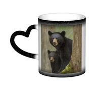 GDSHJKLW Tazza da caffè in ceramica da 325 ml Tazza da caffè cambiante di colore personalizzata novità tazza da caffè tazza da tè orso nero madre e cucciolo tazze da caffè fresche per uomini donne