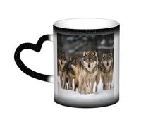 GDSHJKLW Tazza da caffè in ceramica da 325 ml tazza da caffè cambiante tazza da caffè personalizzata novità tazza da tè confezione di lupi tazze da caffè fresche per uomini donne regalo divertente