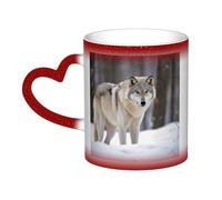 GDSHJKLW Tazza da caffè in ceramica da 325 ml tazza da caffè cambiante tazza da caffè personalizzata novità tazza da tè lupo nella neve tazze da caffè fresche per uomini donne regalo divertente