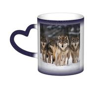GDSHJKLW Tazza da caffè in ceramica da 325 ml tazza da caffè cambiante tazza da caffè personalizzata novità tazza da tè confezione di lupi tazze da caffè fresche per uomini donne regalo divertente