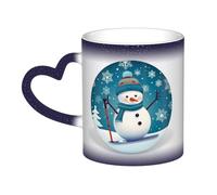 GDSHJKLW Tazza da caffè in ceramica da 325 ml, tazza da caffè che cambia colore, personalizzata, tazza da caffè, tazza da tè, bella Natale, cartone animato, sci, pupazzo di neve, fiocco di neve, tazze