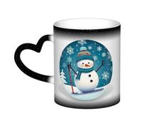 GDSHJKLW Tazza da caffè in ceramica da 325 ml, tazza da caffè che cambia colore, personalizzata, tazza da caffè, tazza da tè, bella Natale, cartone animato, sci, pupazzo di neve, fiocco di neve, tazze